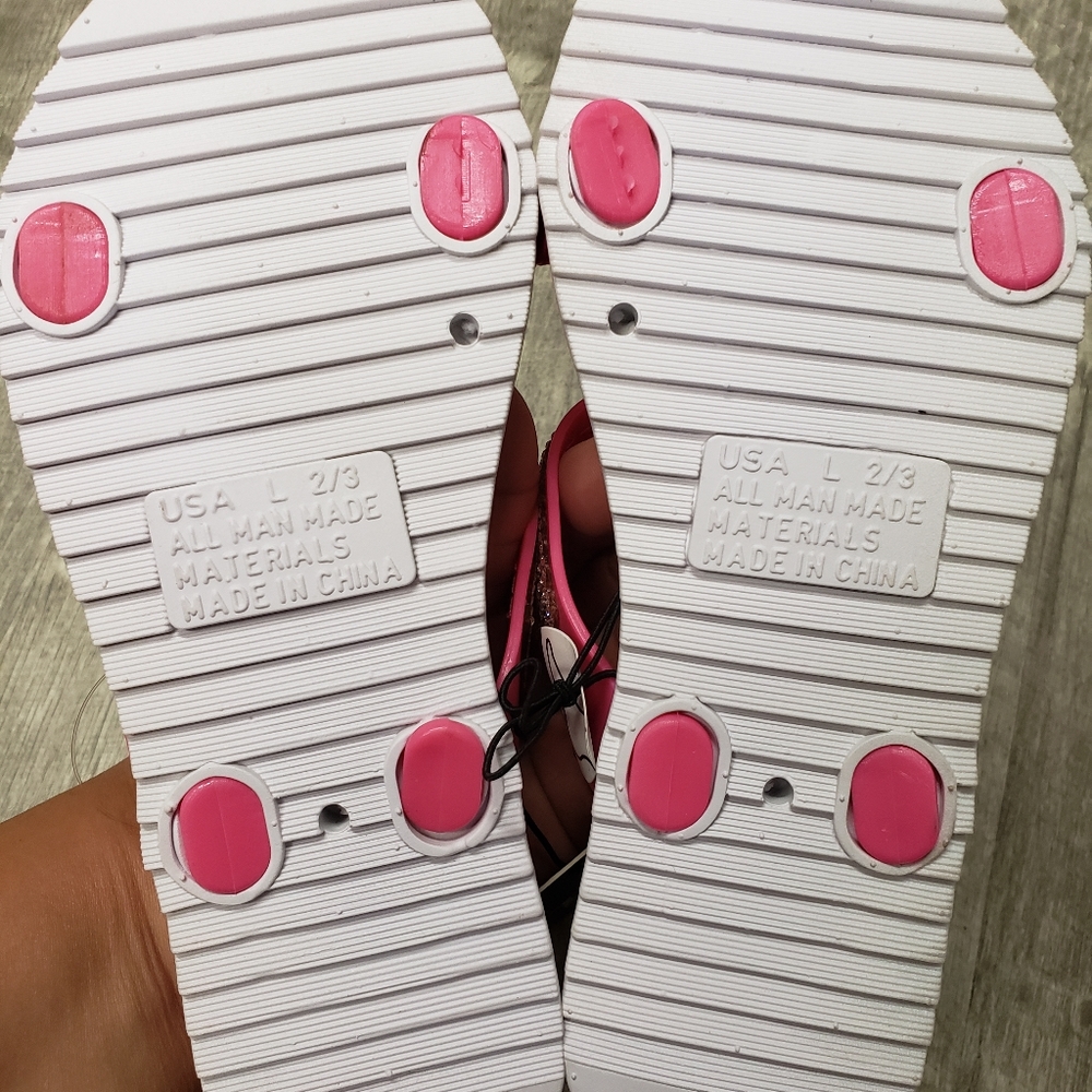 🆕️ BeBe Girls 🎂 🎁 Pink Bling 2 Strap Slides Sandals 💖Size 2/3 Big Girls Shoe - Picture 15 of 16